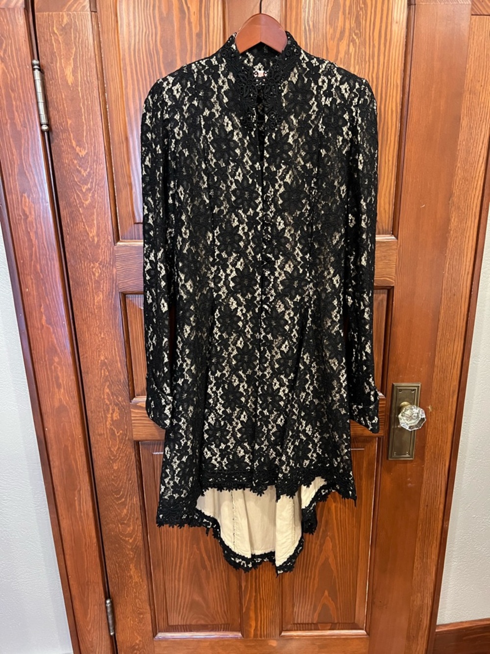 Women's Black Lace Overlay Tunic Top